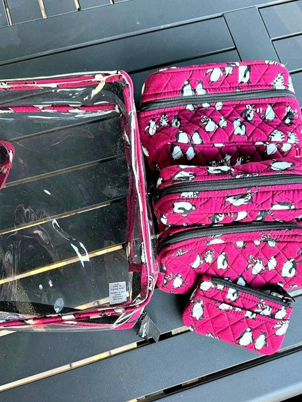 Vera Bradley  5Piece Cosmetic Organizer Set Pink & Black